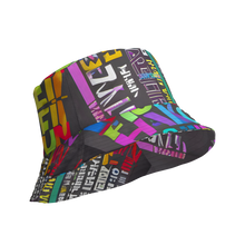  Multi colors  Reversible Bucket hat with collage of words