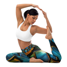  Butterfly Wings Yoga Leggings green and blue