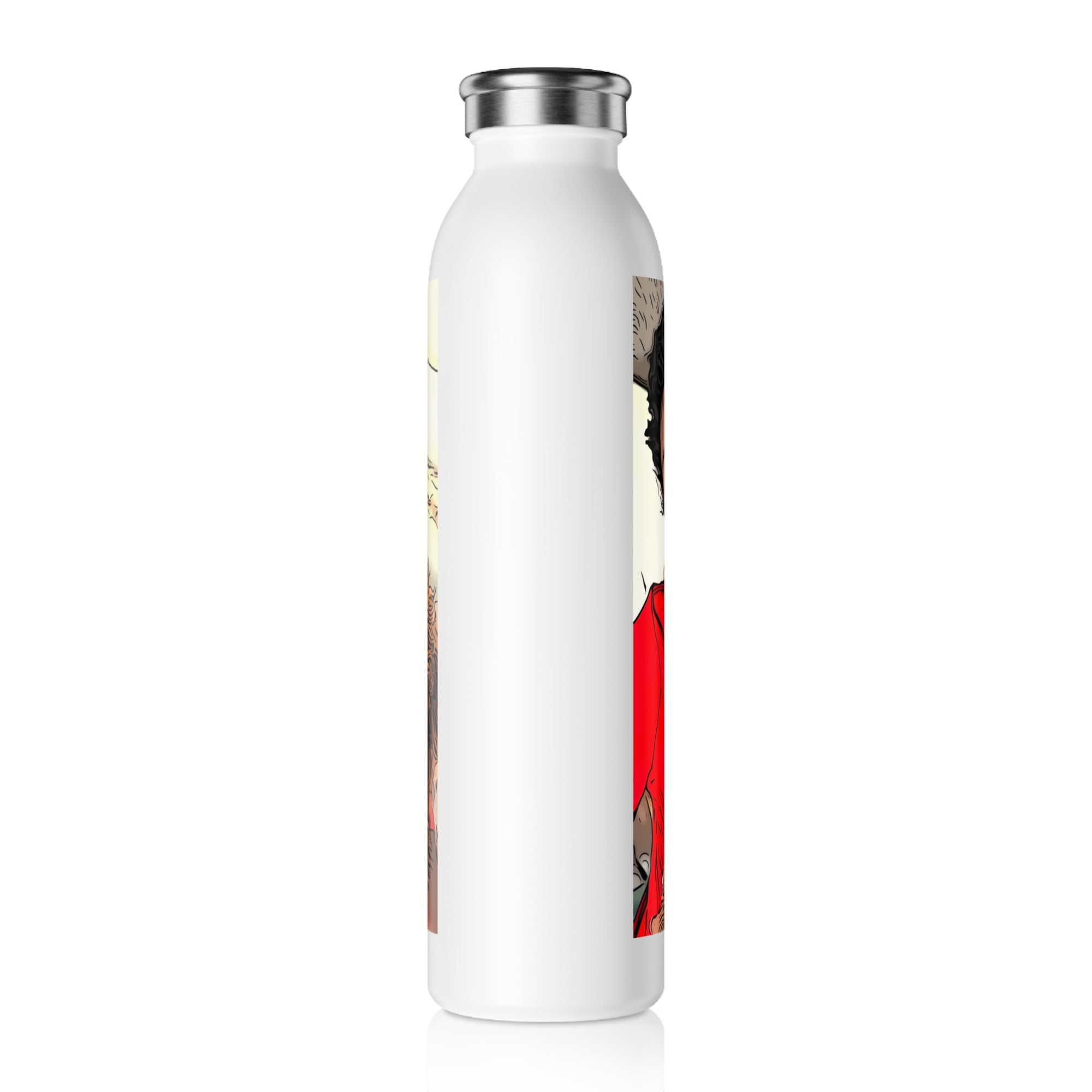 Personalized Slim Water Bottle with Kid and Dog Illustration