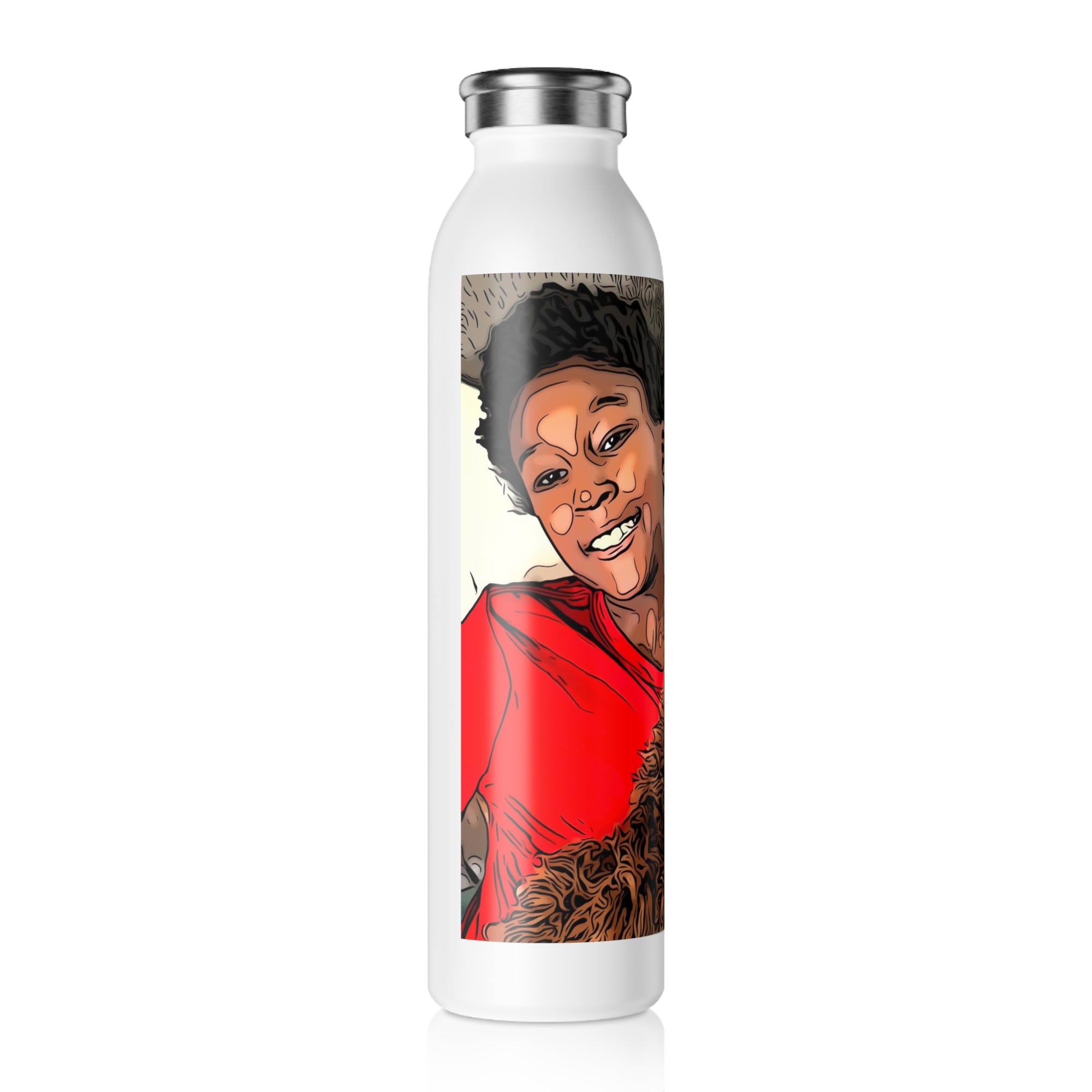 Personalized Slim Water Bottle with Kid and Dog Illustration