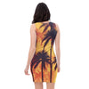 Sunset Palm Tree Fitted Tank Dress