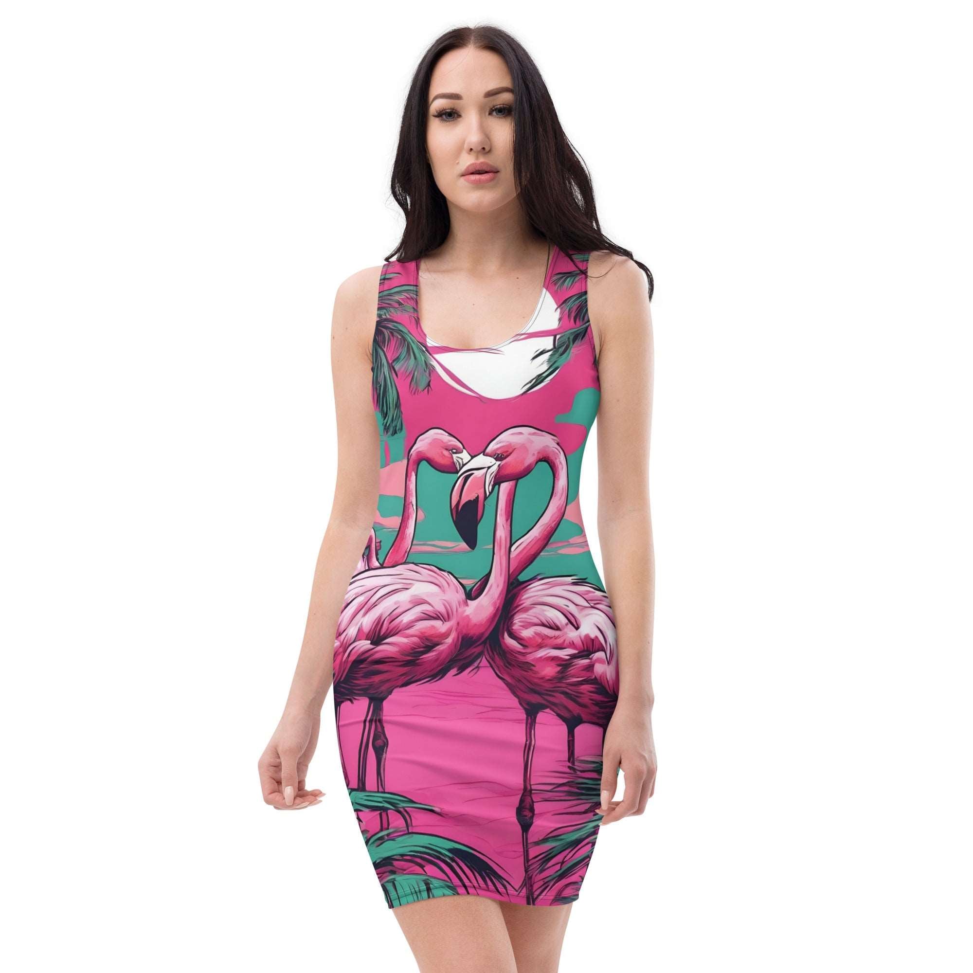 Pink Flamingo Fitted Sleevless Dress