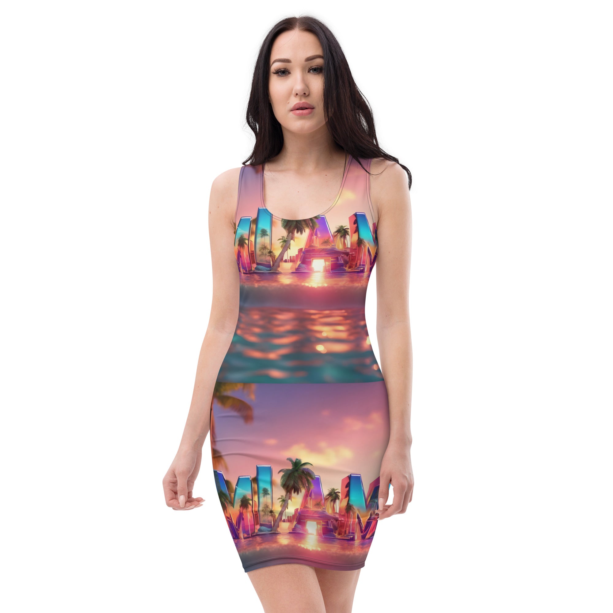 Miami Landscape Fitted Tank Dress