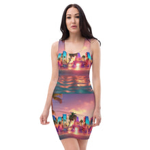  Miami Landscape Fitted Sleevless Dress