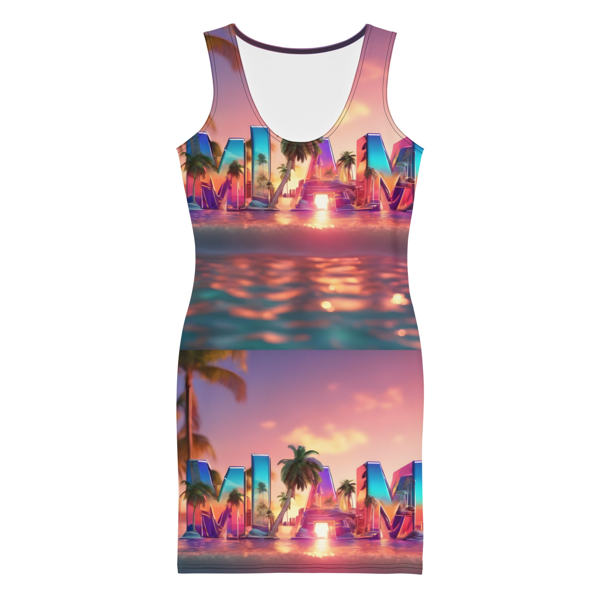 Miami Landscape Fitted Tank Dress