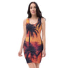 Sunset Palm Tree Fitted Tank Dress