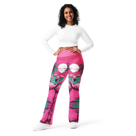 Pink Flamingo Flare leggings with pockets