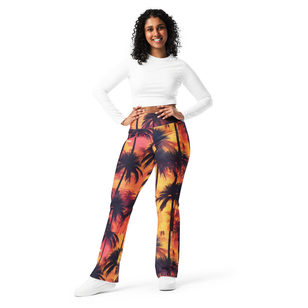 Sunset Palm Trees Flare leggings