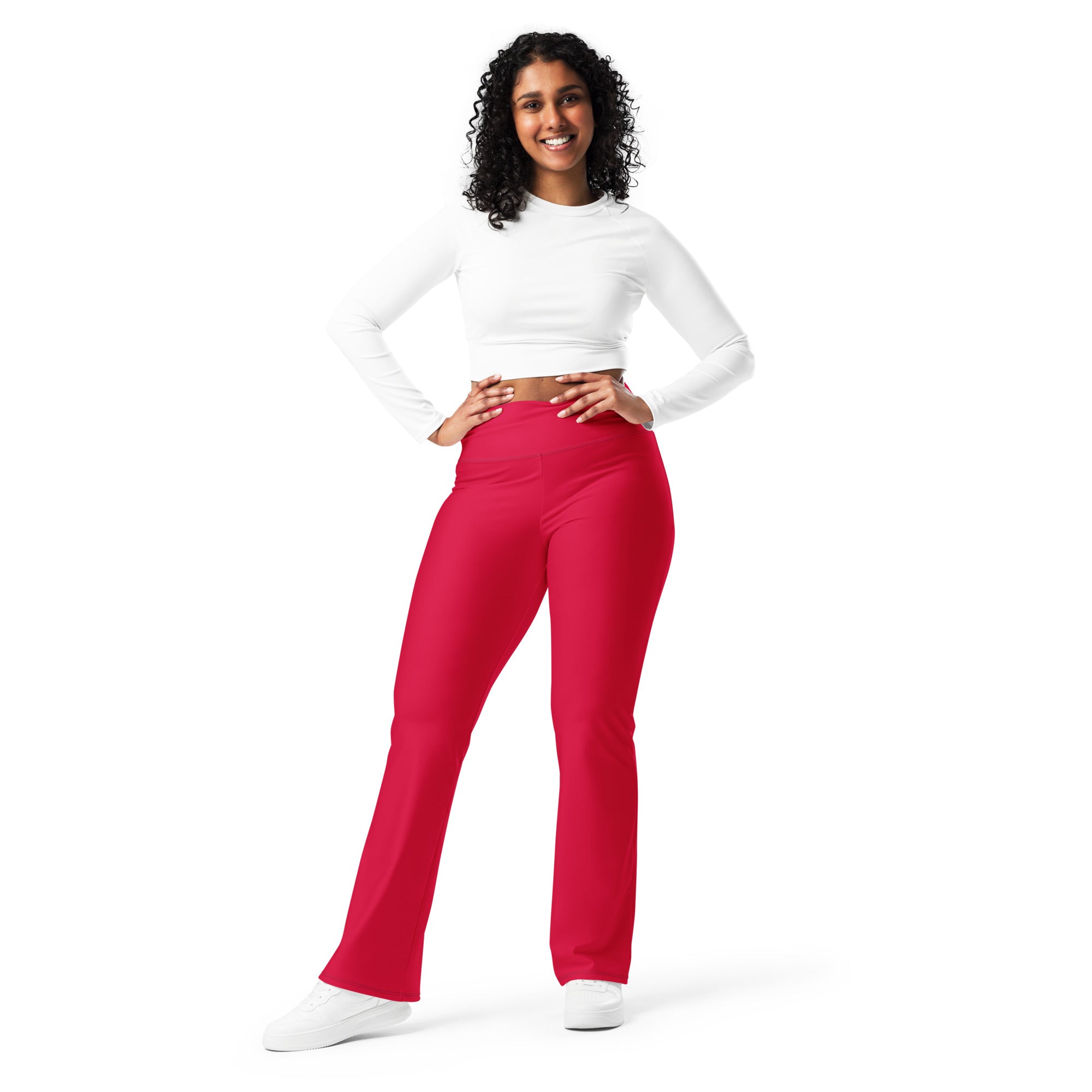 Red Flare leggings with high waist band