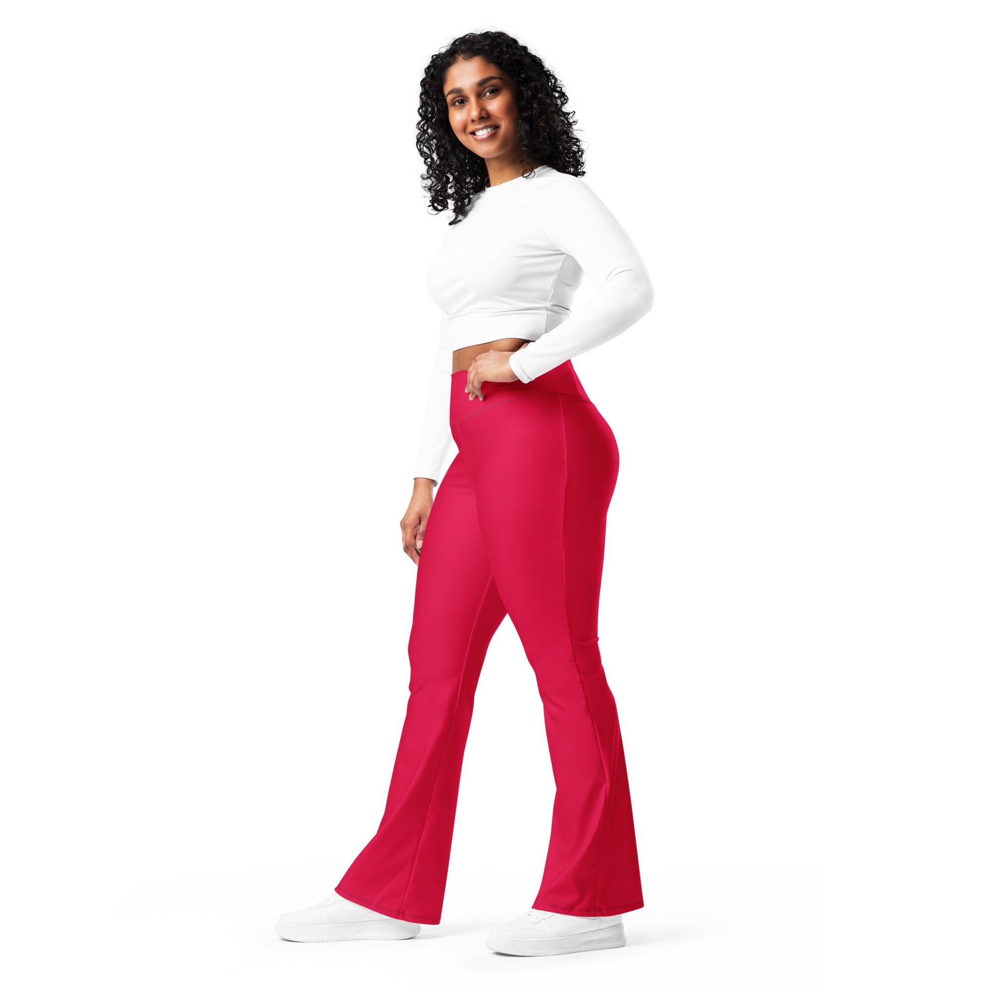 Red Flare leggings with high waist band