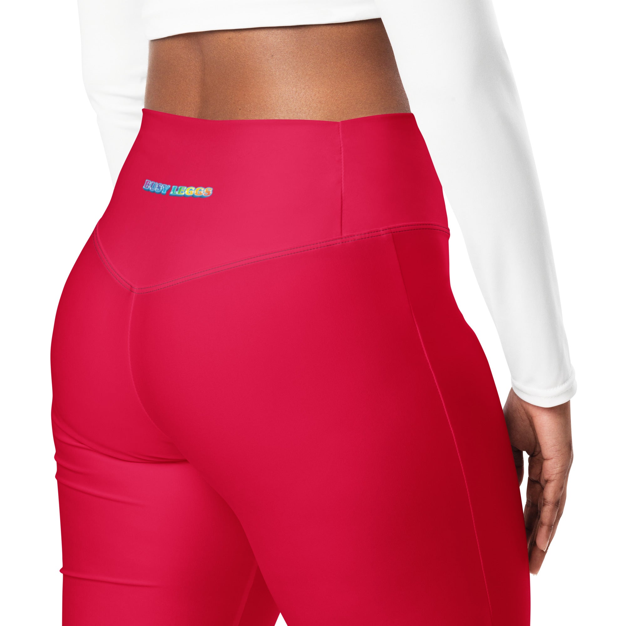 Red Flare leggings with high waist band