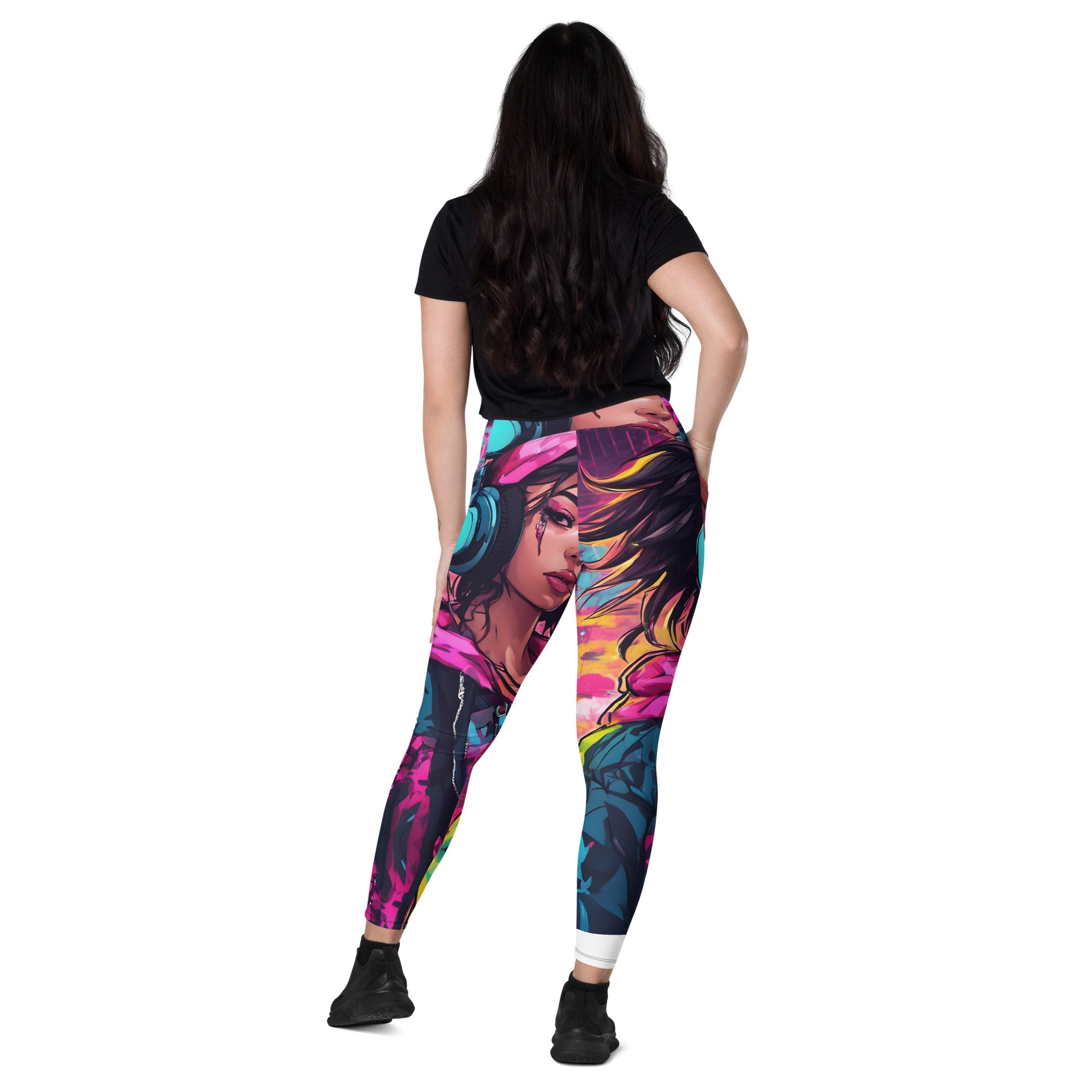 Hip Hop Neon Pink Girl Leggings with pockets
