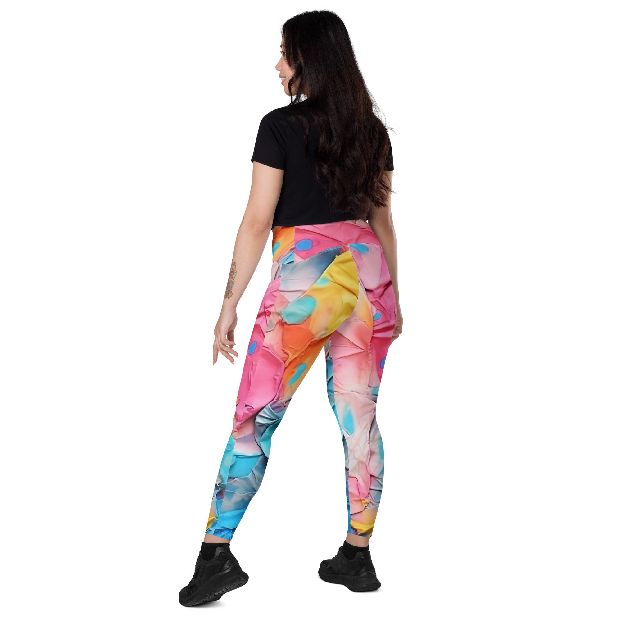 Abstrast Pastel Paint Leggings with Pockets