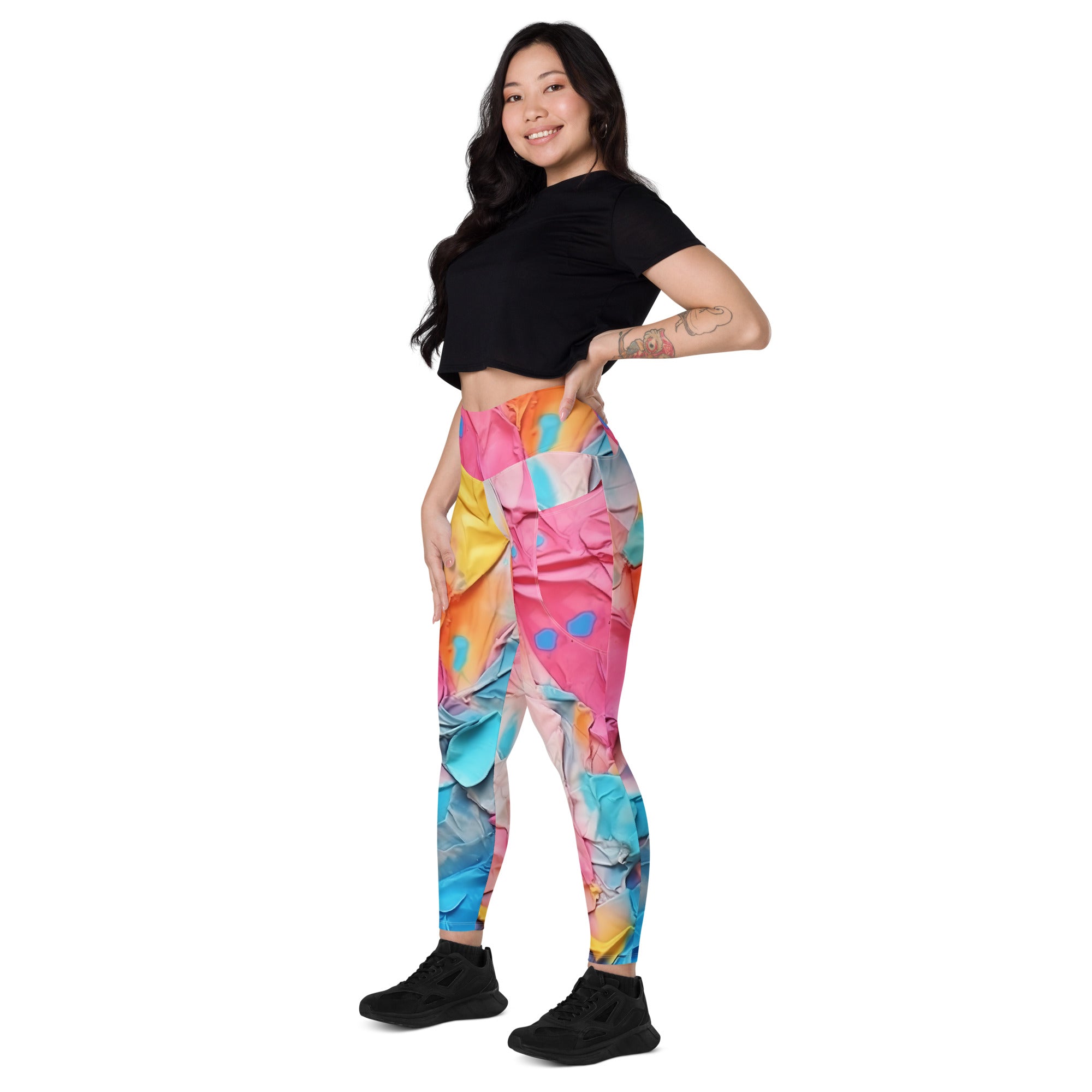 Abstrast Pastel Paint Leggings with Pockets