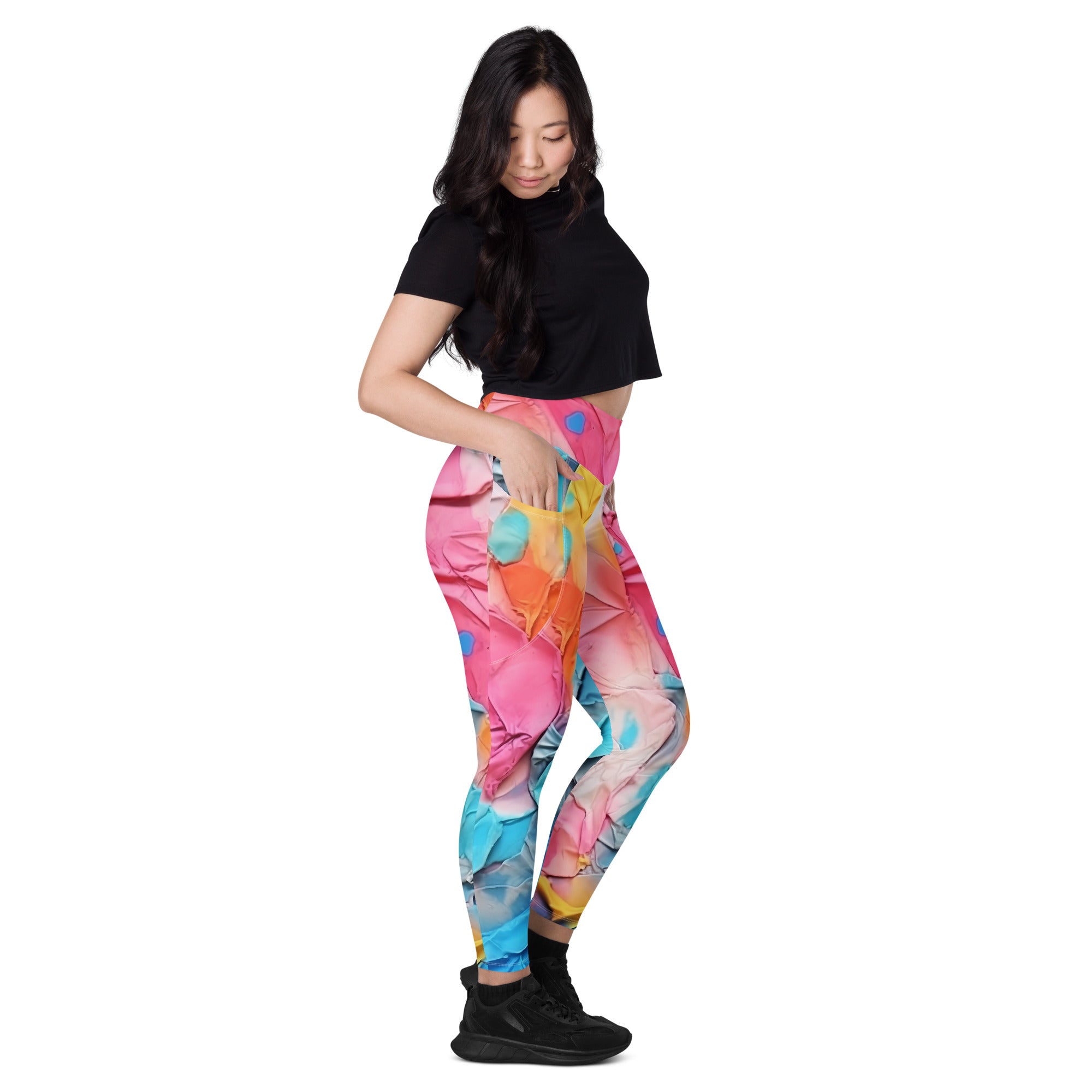 Abstrast Pastel Paint Leggings with Pockets