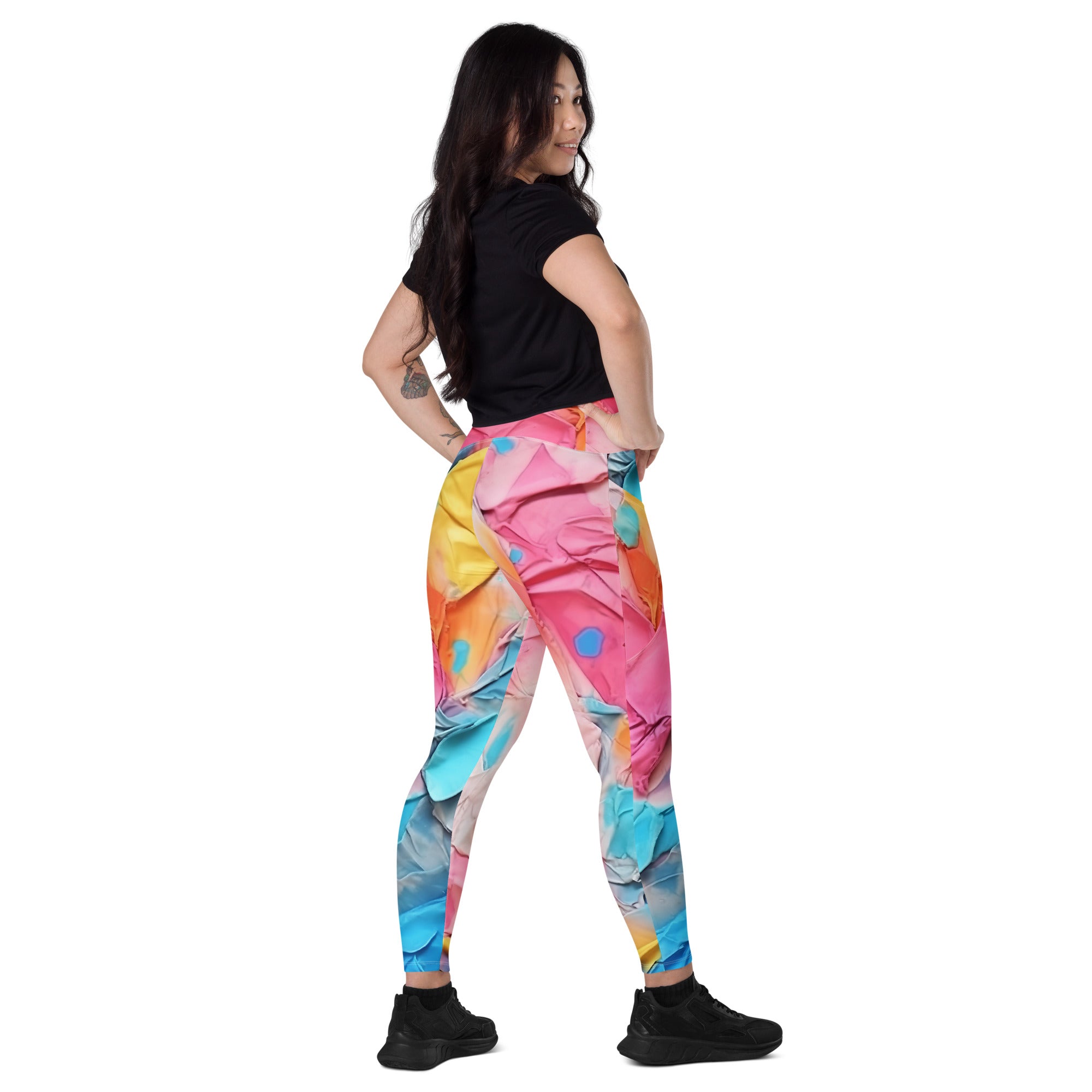 Abstrast Pastel Paint Leggings with Pockets