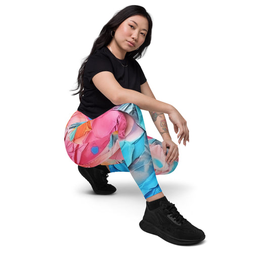 Abstrast Pastel Paint Leggings with Pockets