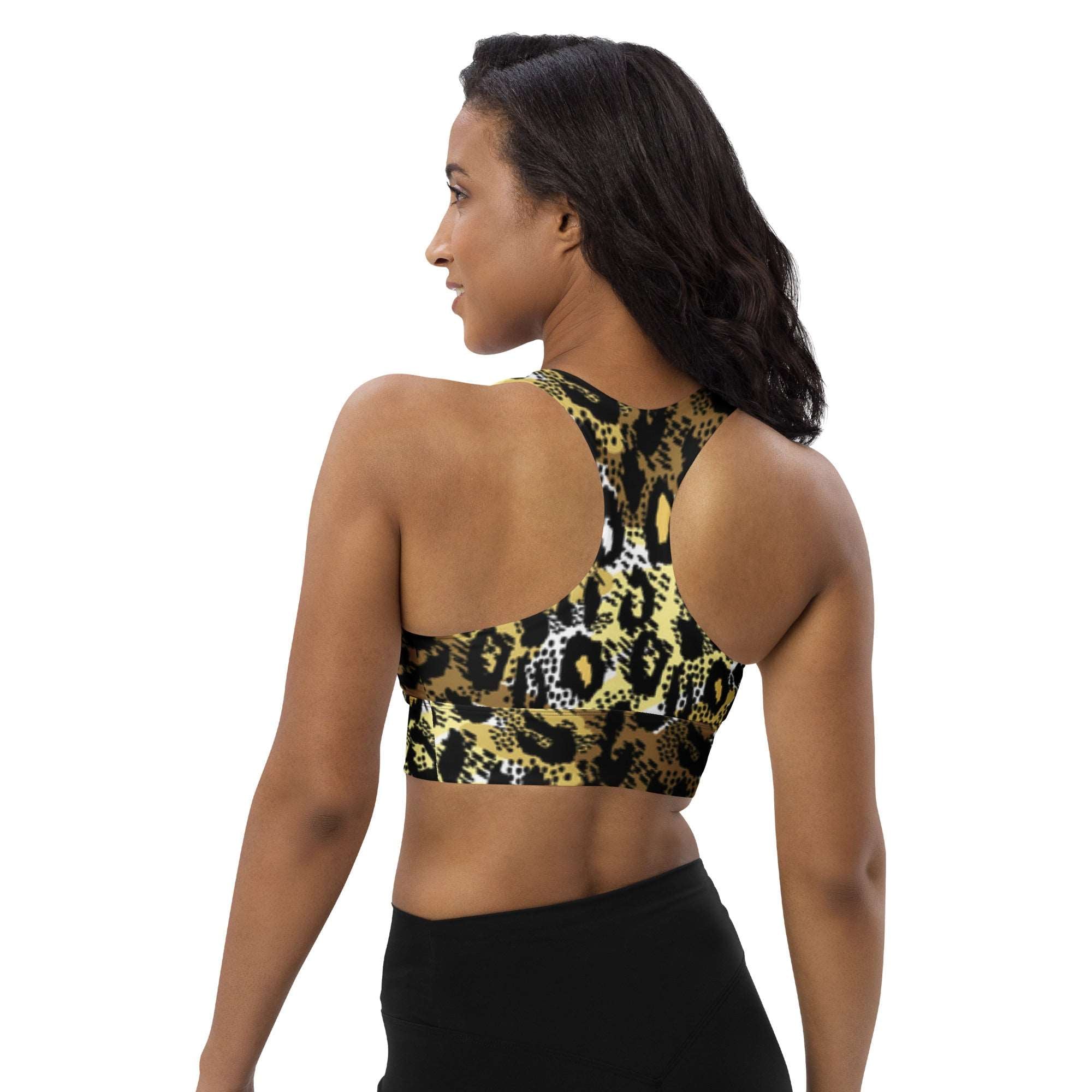 Leopard Black & Gold Racerback Sports Bra