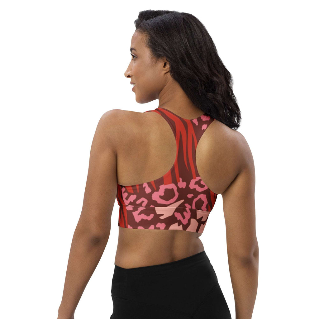 Pink & Red Mixed Print Racerback Sports Bra