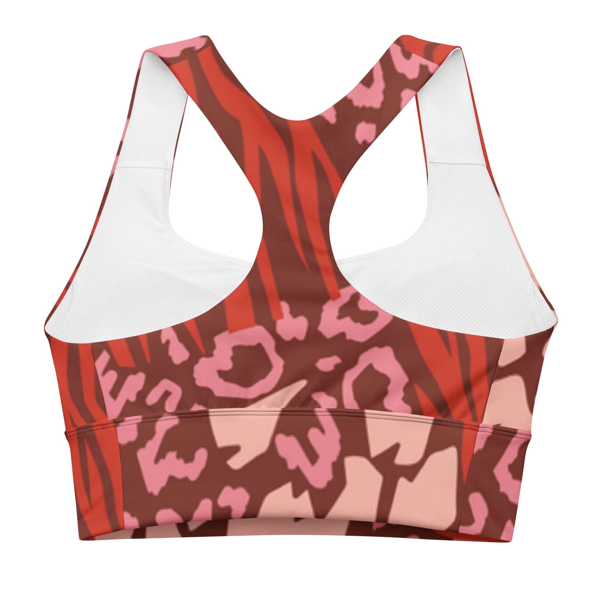 Pink & Red Mixed Print Racerback Sports Bra