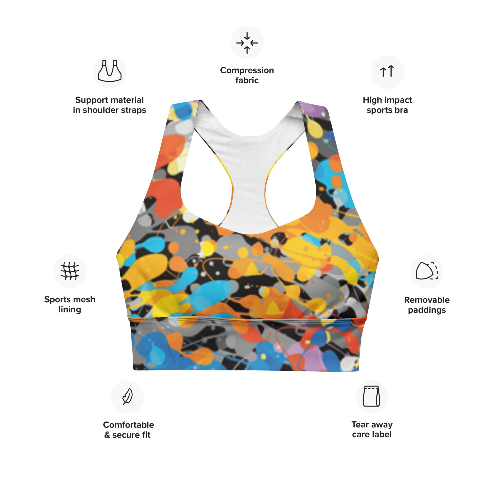 Paint Splash Racerback Sports Bra
