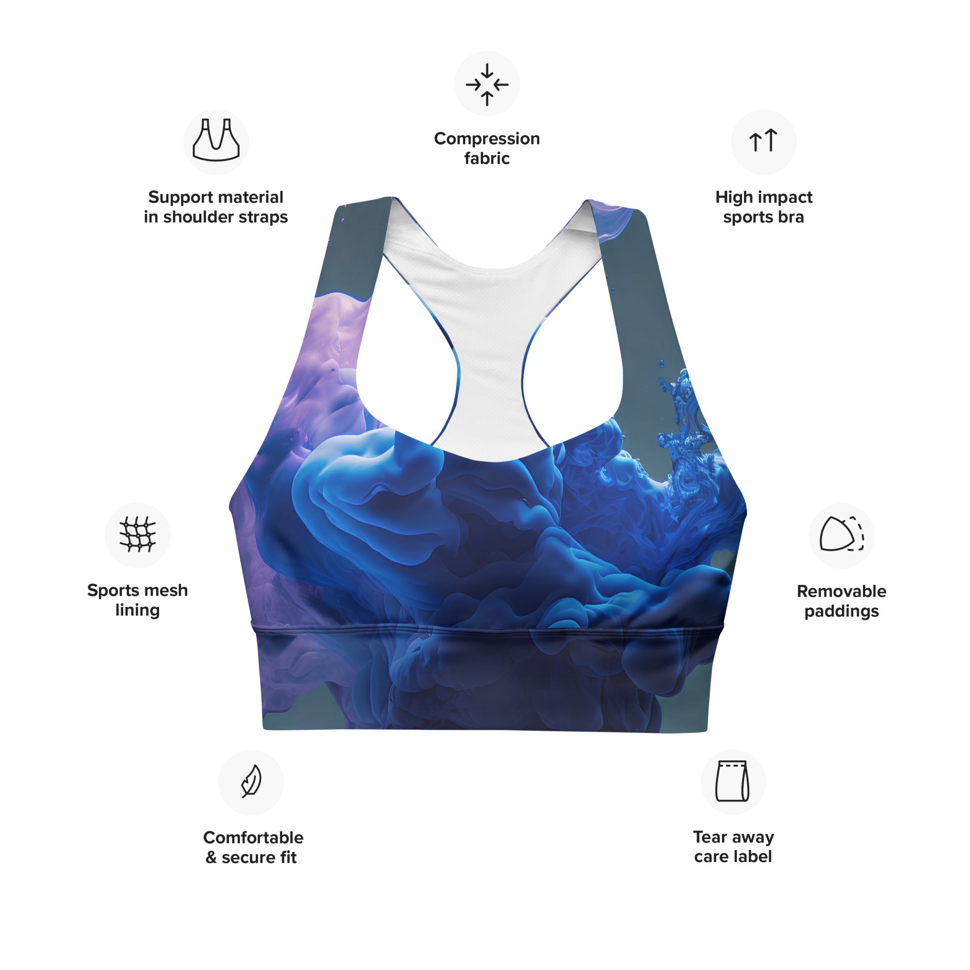 Purple Blue Cloud Racerback Sports Bra