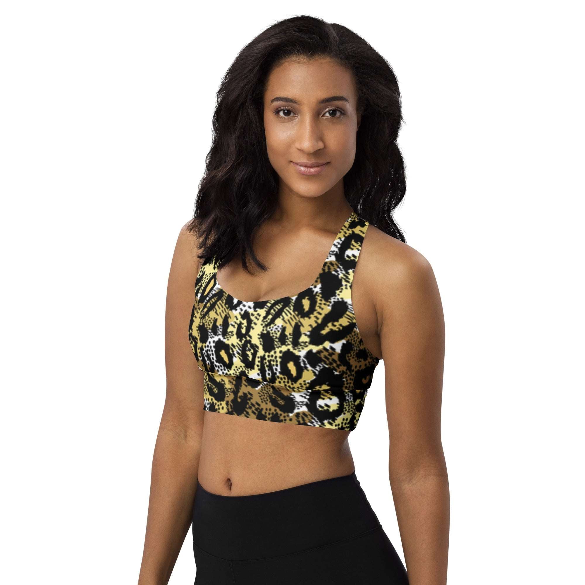 Leopard Black & Gold Racerback Sports Bra