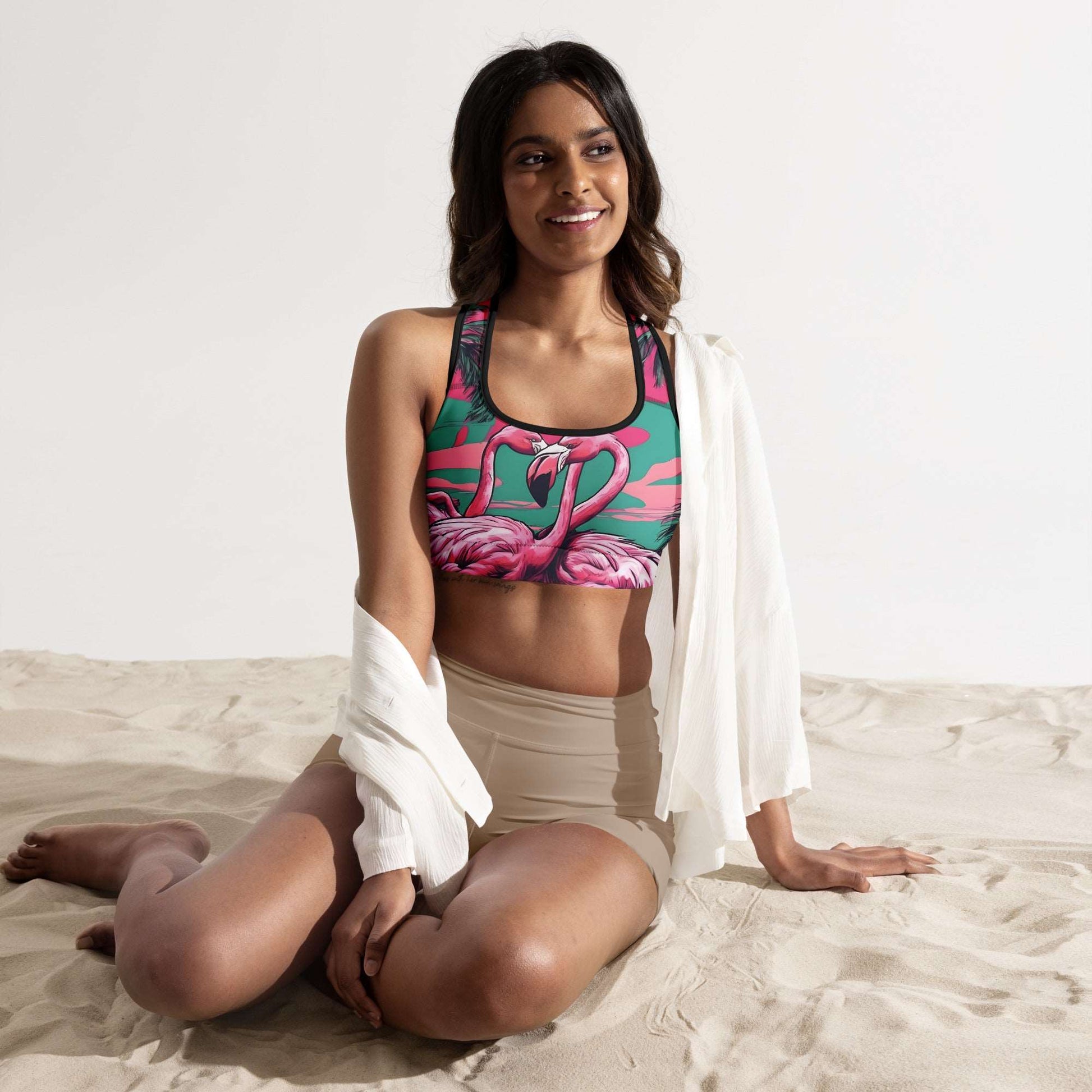 Pink Flamingo Padded Sports Bra