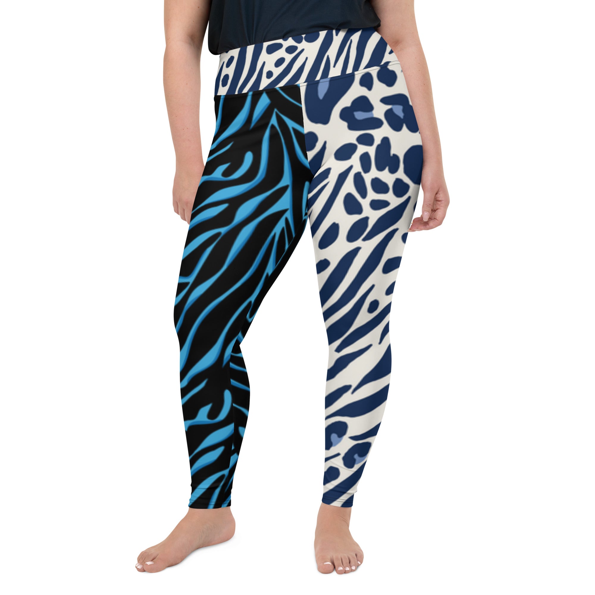 Cheeta/Zebra Mixed Print Plus Size Leggings