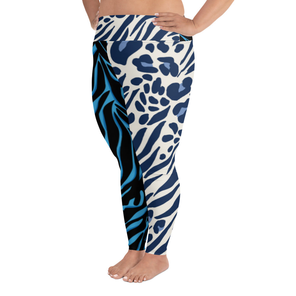 Cheeta/Zebra Mixed Print Plus Size Leggings