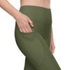 high waisted Army Green 2 Pocket leggings