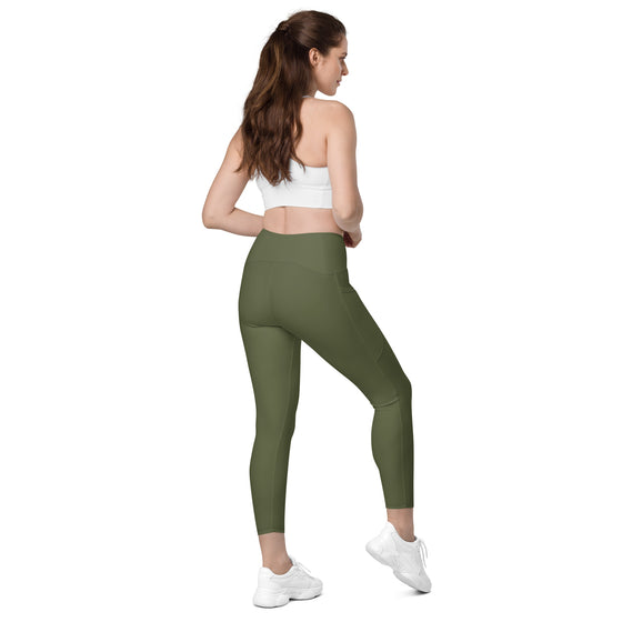 high waisted Army Green 2 Pocket leggings