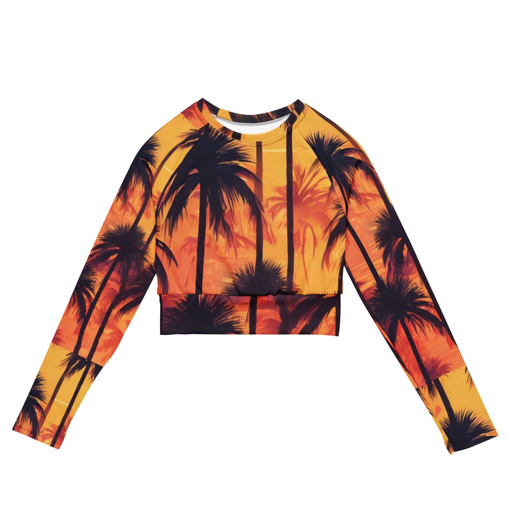 Sunset Palm Trees Long-sleeve crop top