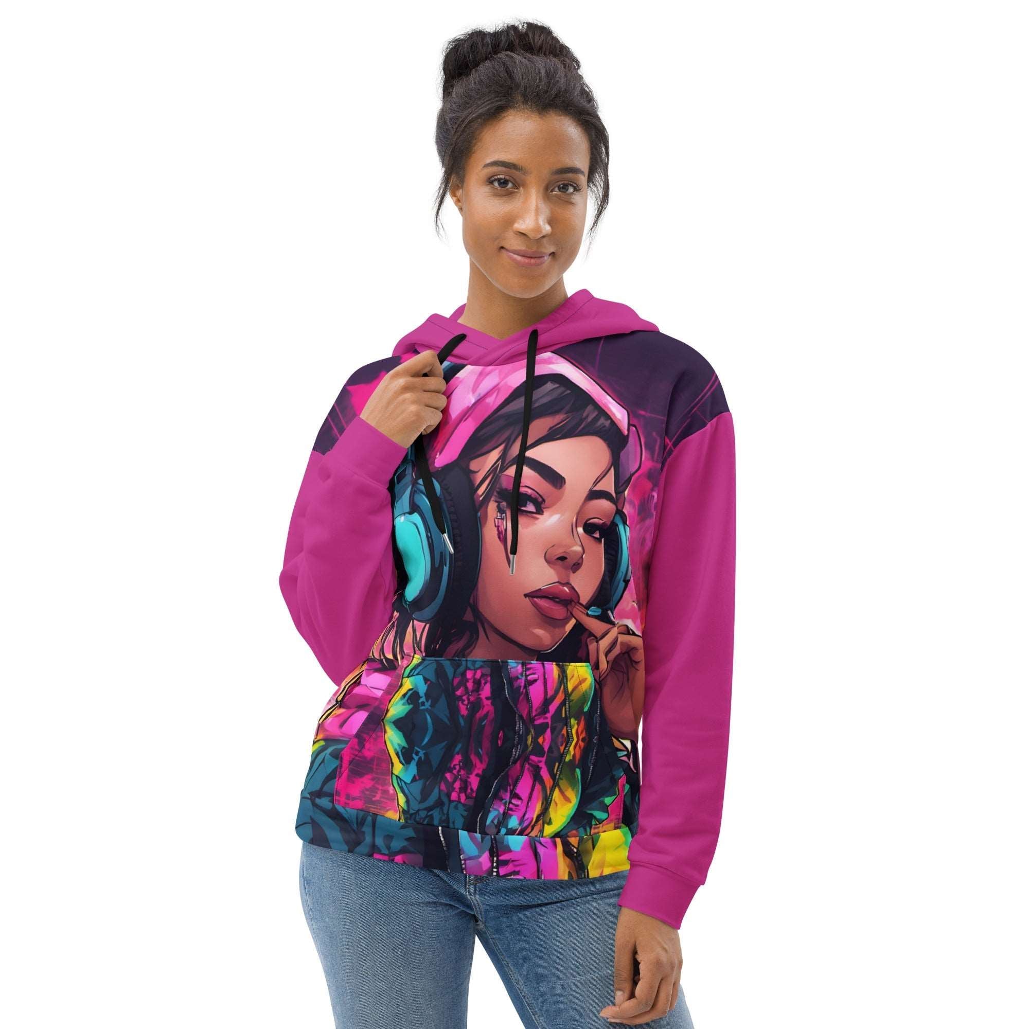 Hip Hop Neon Pink Girl Hoodie