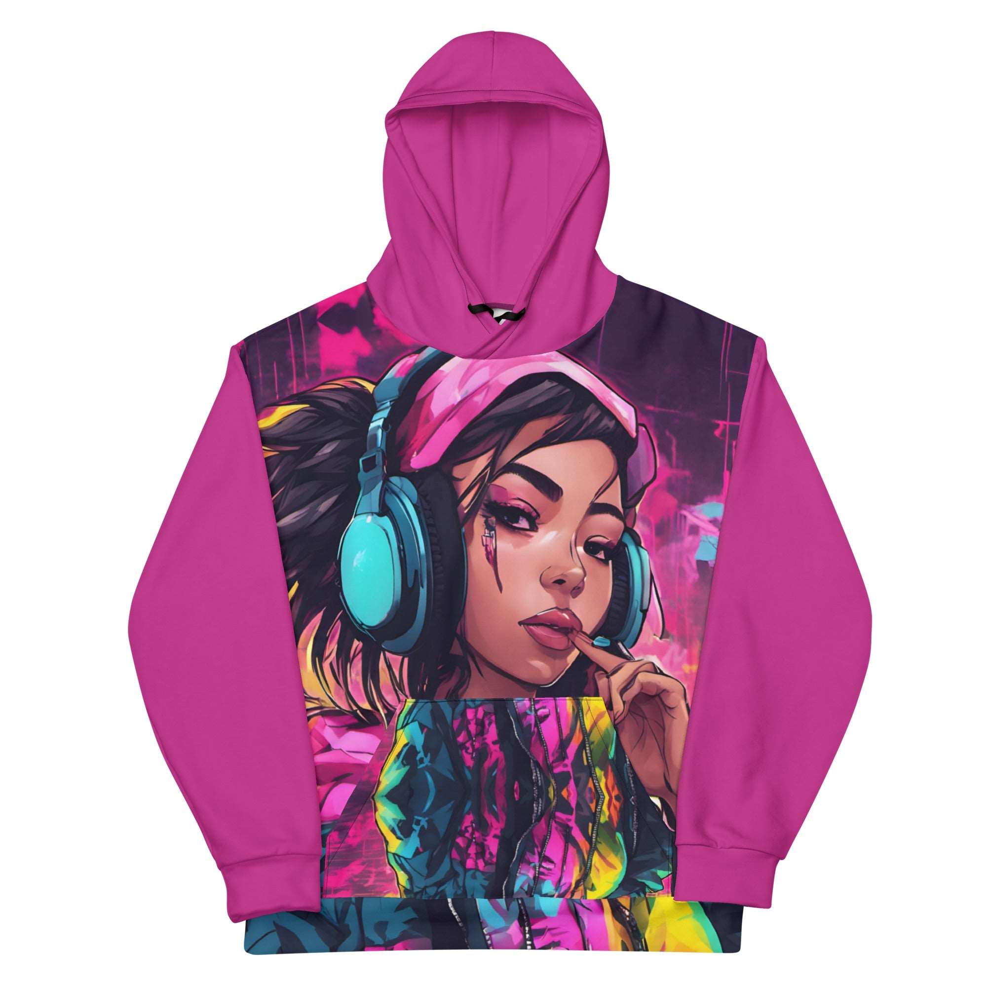 Hip Hop Neon Pink Girl Hoodie