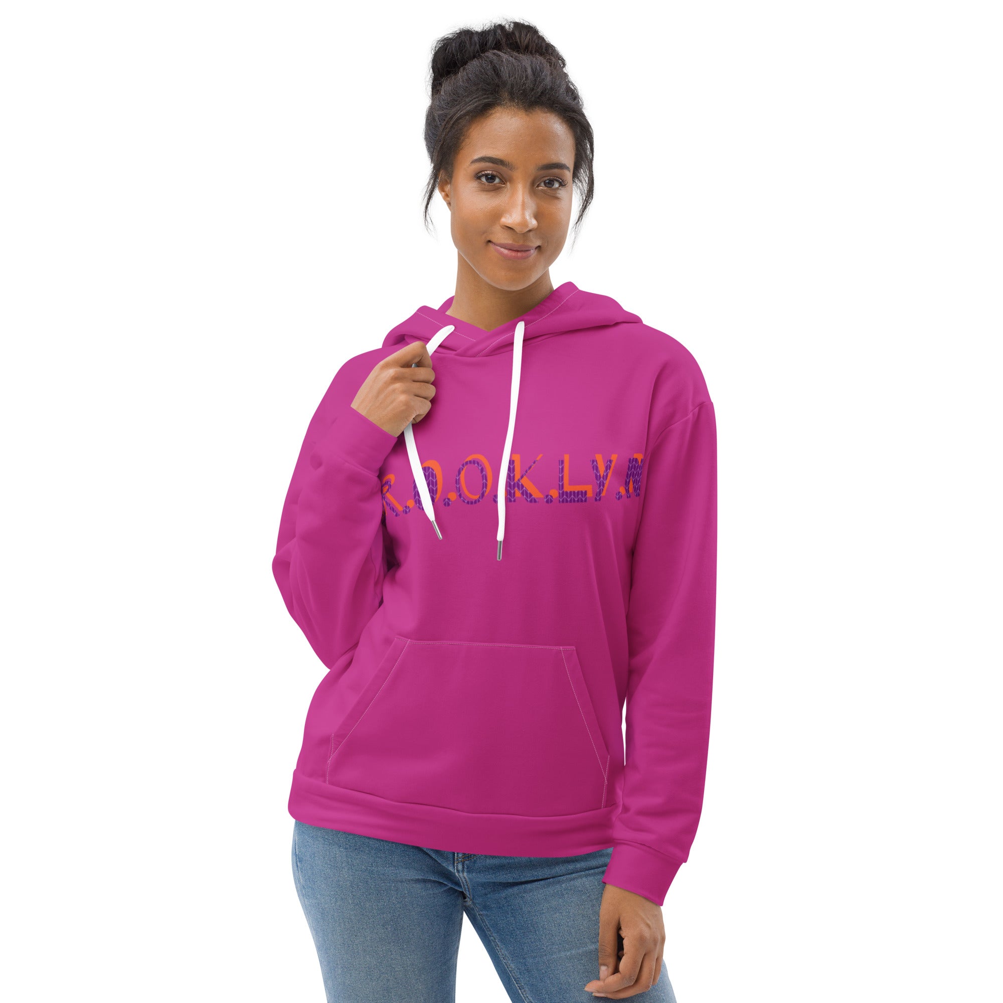 B.R.O.O.K.L.Y.N  hot pink Hoodie with image on back