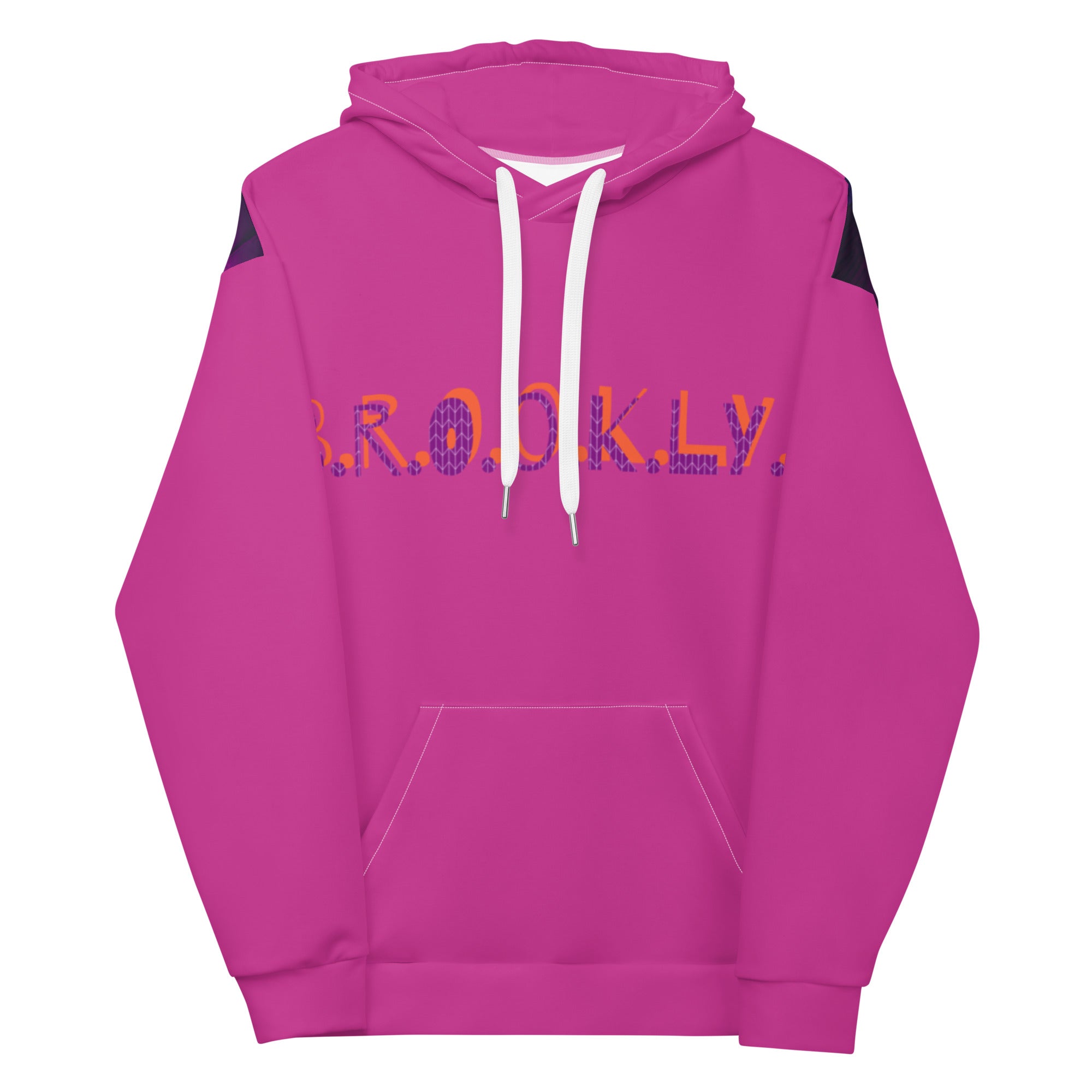 B.R.O.O.K.L.Y.N hot pink Hoodie with neon image on back