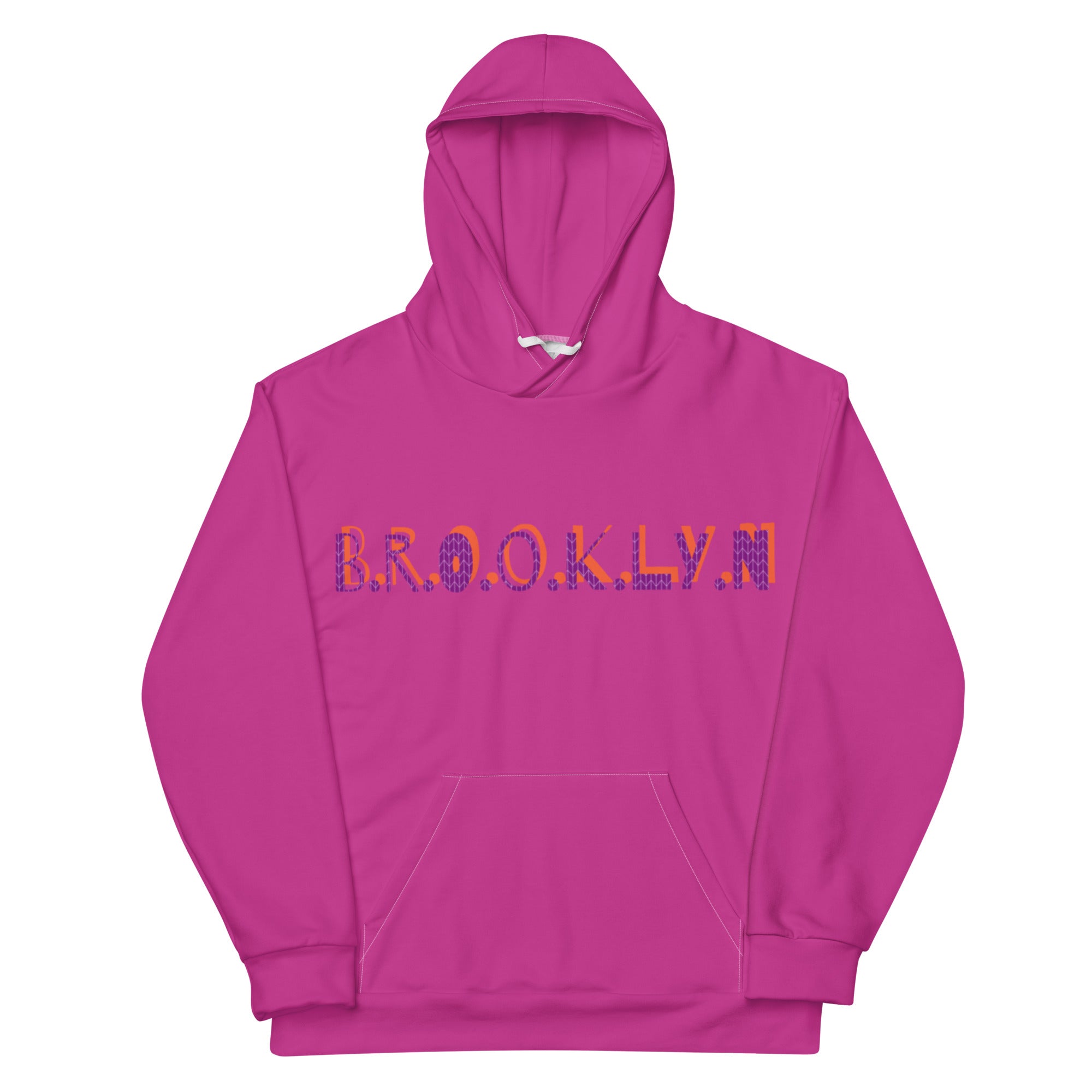 B.R.O.O.K.L.Y.N hot pink Hoodie with neon image on back