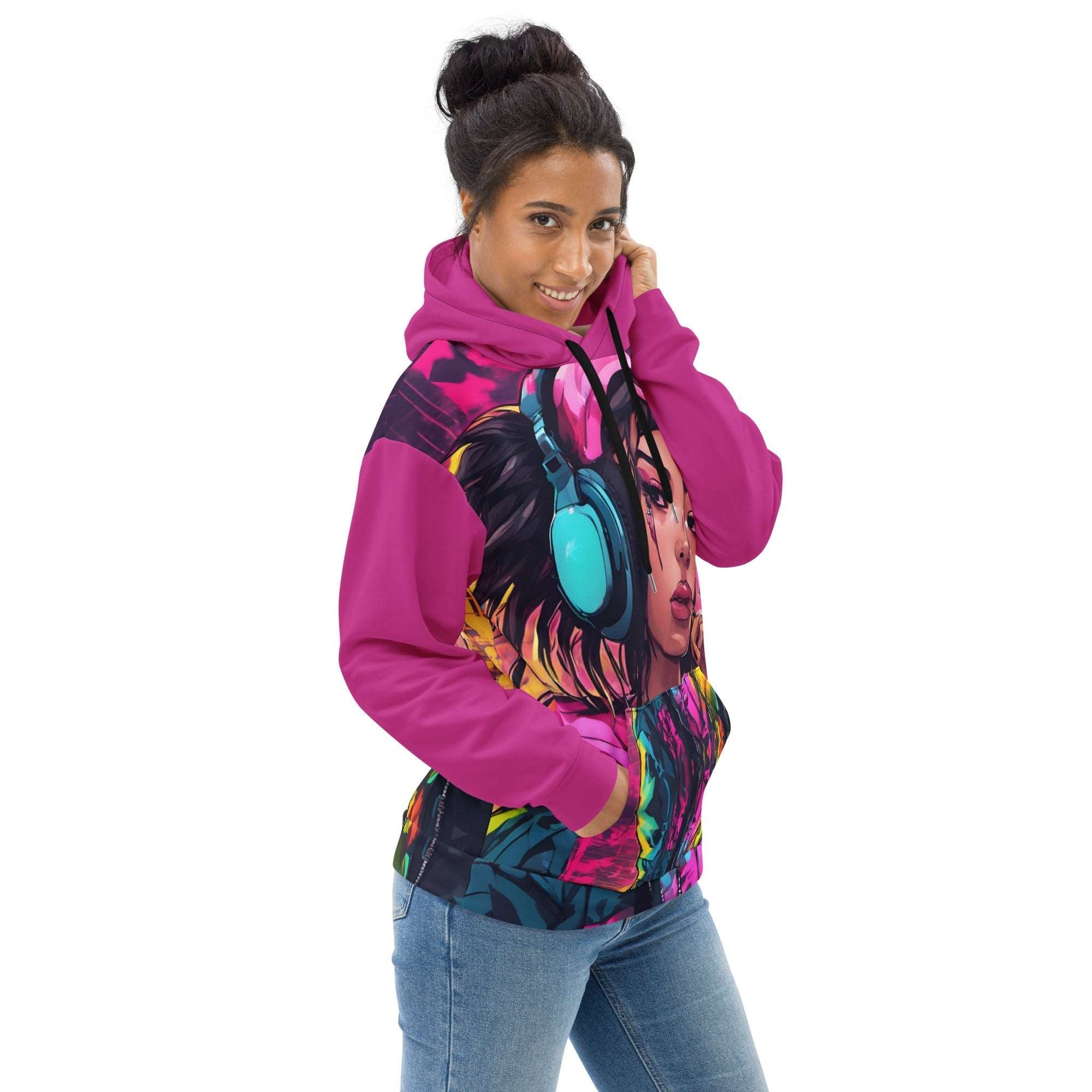 Hip Hop Neon Pink Girl Hoodie
