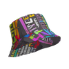 Multi colors  Reversible Bucket hat with collage of words