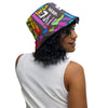 Multi colors  Reversible Bucket hat with collage of words