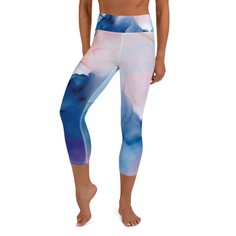 Floating On Pink & Blue Cloud Capri Leggings