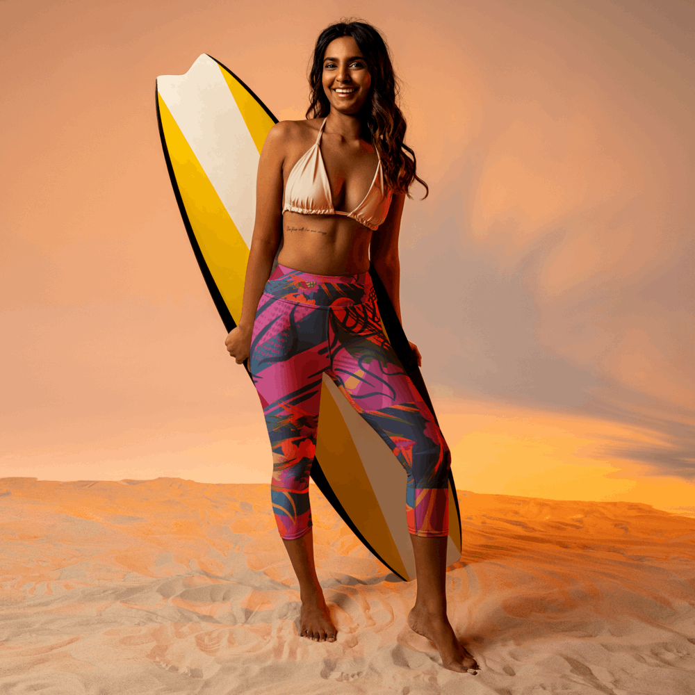 Tropical Magenta Capri Leggings