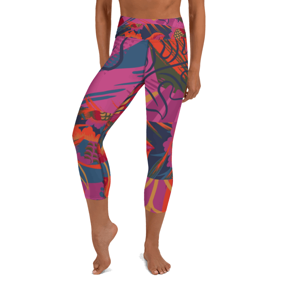 Tropical Magenta Capri Leggings