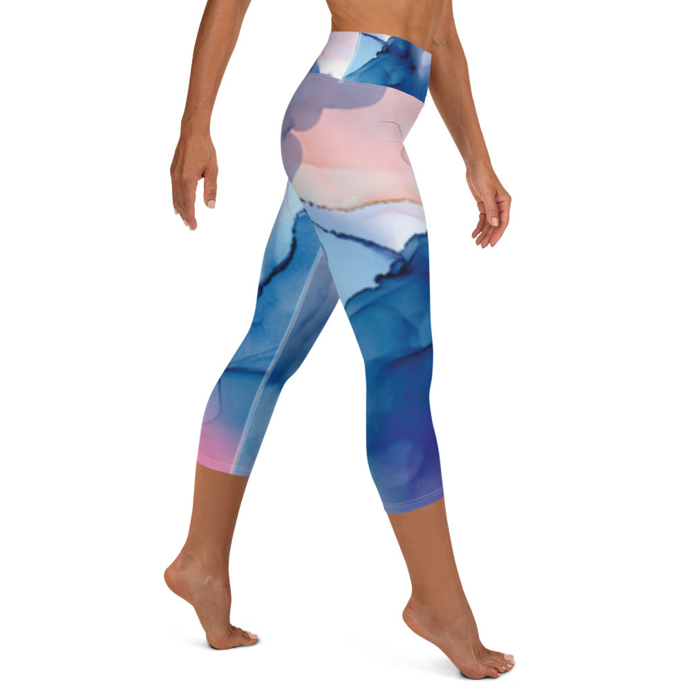 Floating on a Pink & Blue Cloud Yoga Capri Leggings
