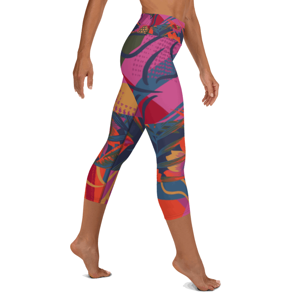 Tropical Magenta Capri Leggings