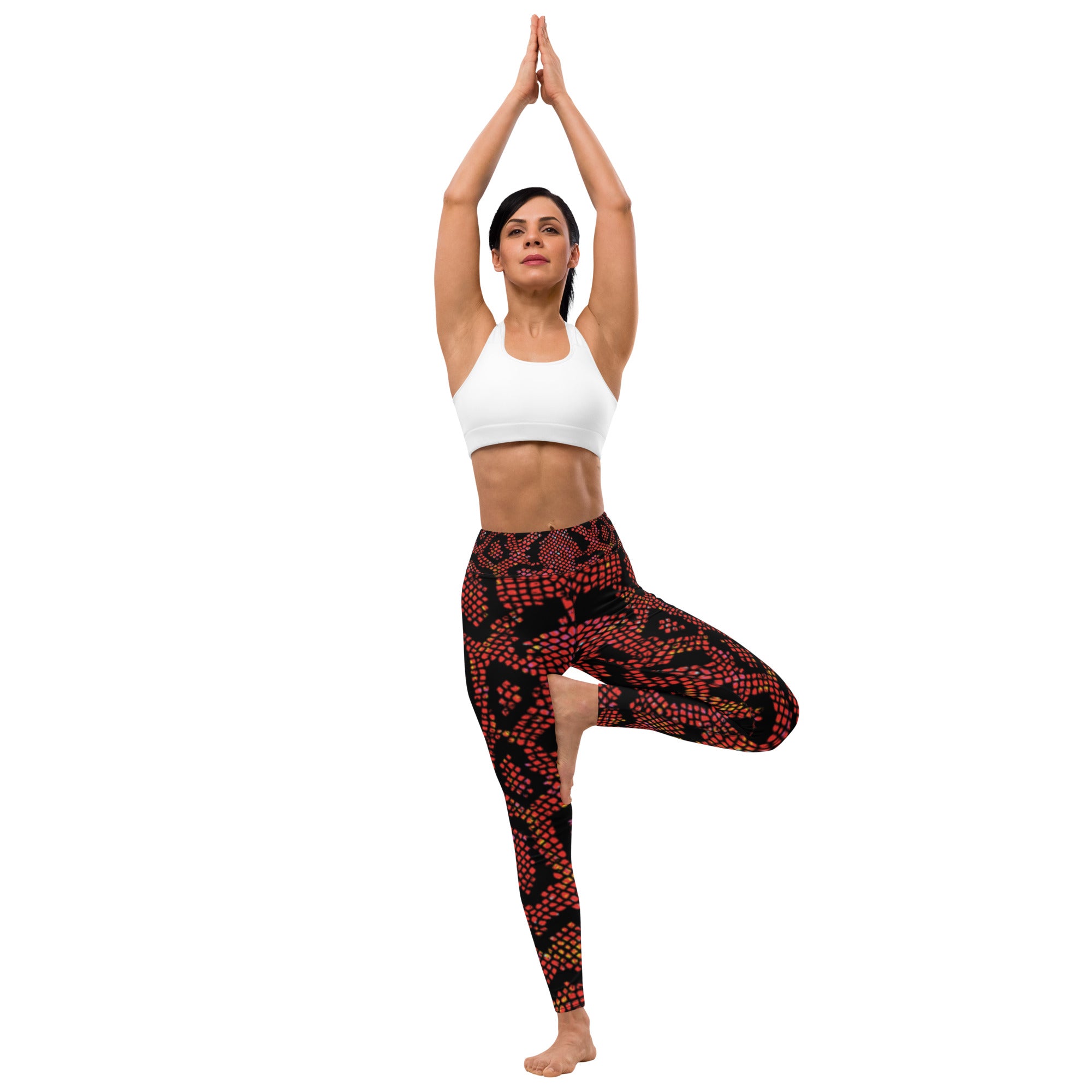 Snakeskin Black & Red Yoga Leggings