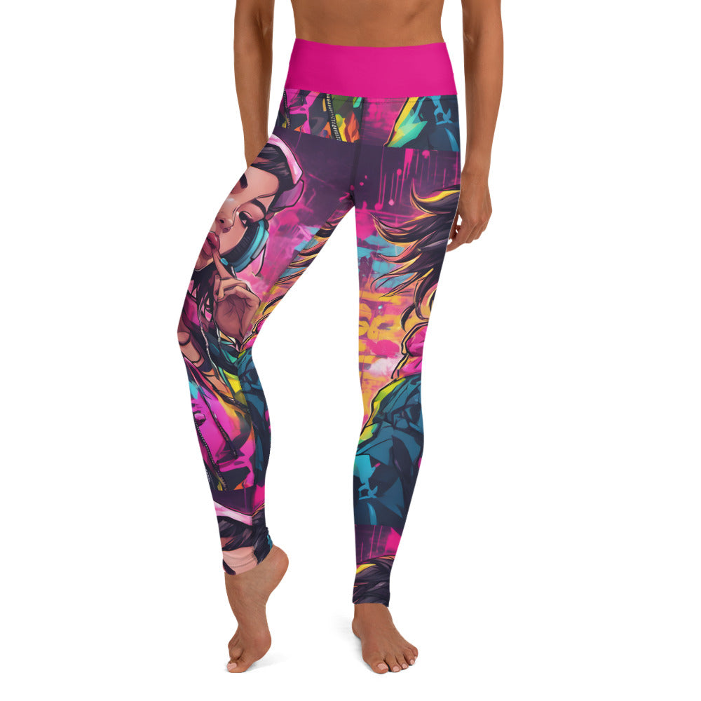 Hip Hop Girl Neon Pink Yoga Leggings