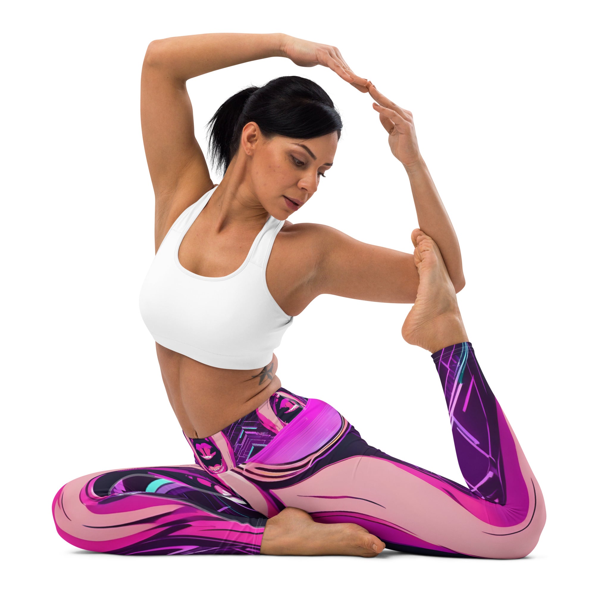 You Can't Silence Me Yoga Leggings hot pink, purple