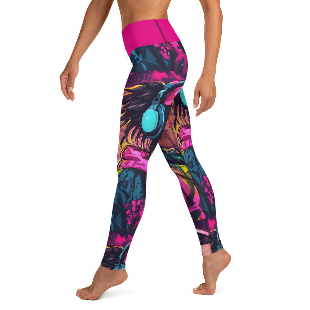Hip Hop Girl Neon Pink Yoga Leggings